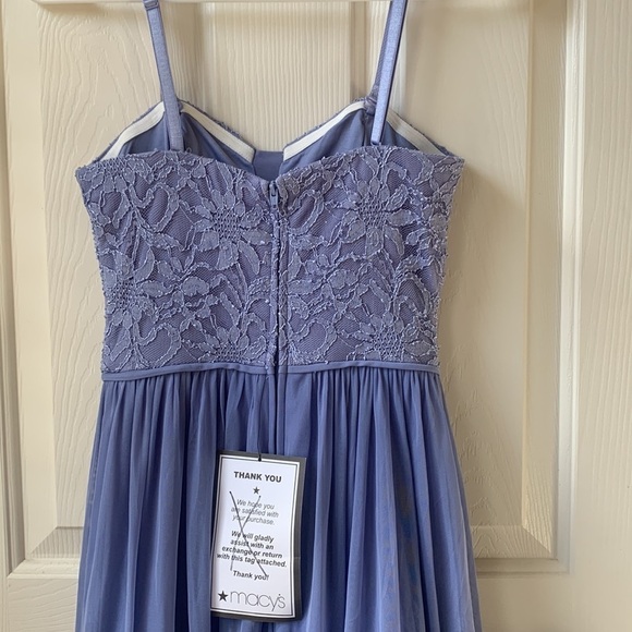 NWT BCX Dress Lace Mesh Insert Optional Strap Purple Gown size 1 XS - Picture 5 of 13